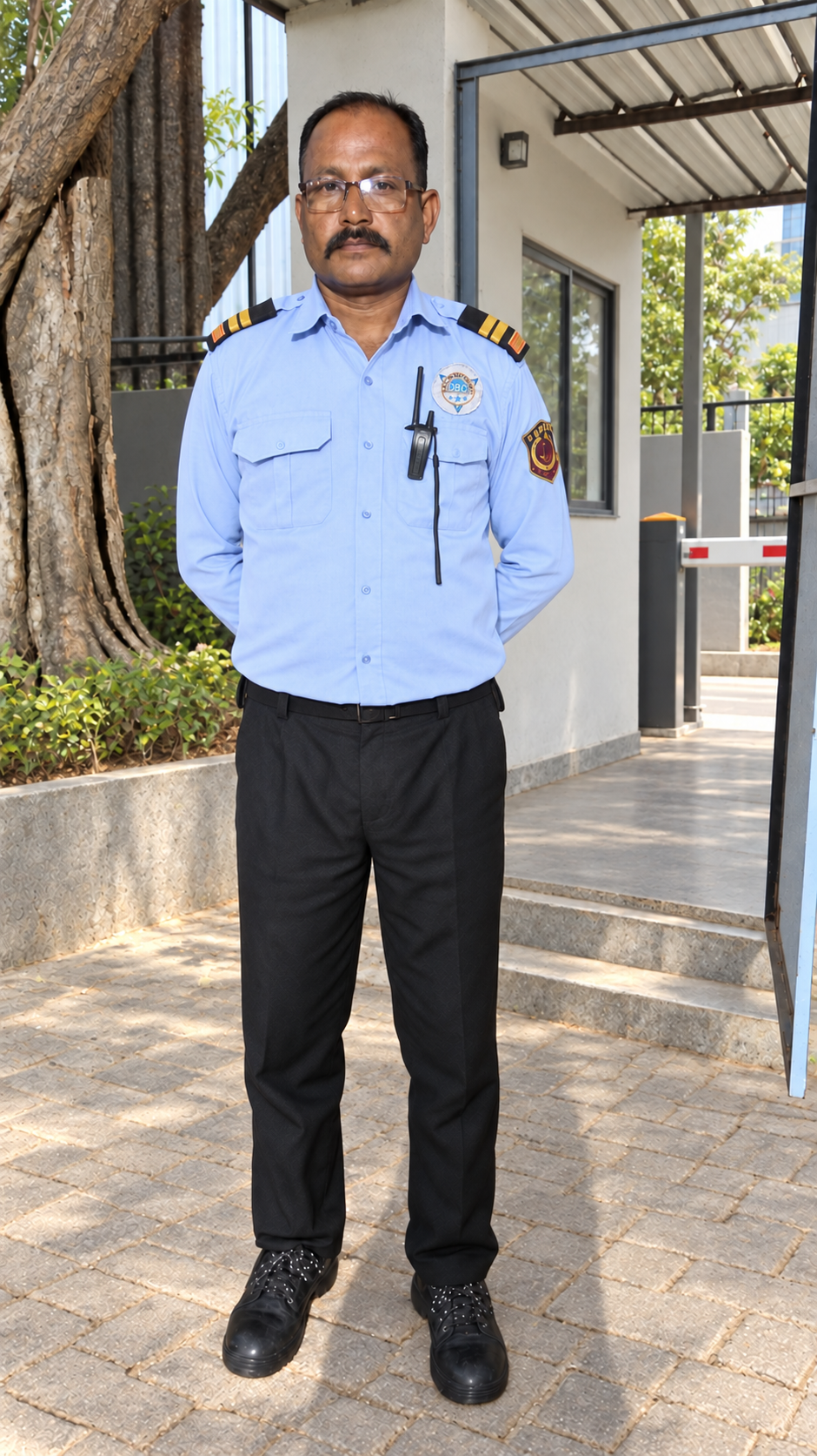 DBC security supervisor at a guarded entrance